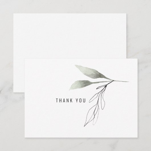 Eenvoudige moderne botanische douane dank u bedankkaart (Voorkant / Achterkant)