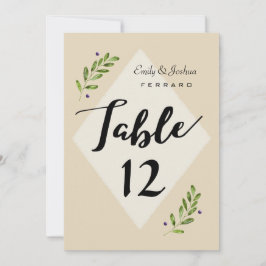 Eenvoudige moderne botanische trouwtafel nummergek kaart