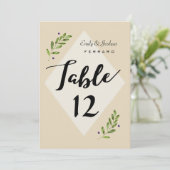 Eenvoudige moderne botanische trouwtafel nummerrka kaart (Staand voorkant)