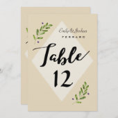 Eenvoudige moderne botanische trouwtafel nummerrka kaart (Voorkant / Achterkant)