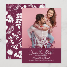 Eenvoudige moderne Bourgogne-bruiloft foto bespaar Save The Date