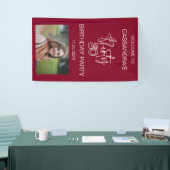 Eenvoudige moderne Bourgogne Foto 30e verjaardag W Spandoek (Beurs)