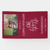 Eenvoudige moderne Bourgogne Foto 30e verjaardag W Spandoek (Horizontaal)