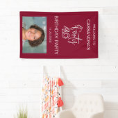 Eenvoudige moderne Bourgogne Foto 40e verjaardag W Spandoek (Insitu)