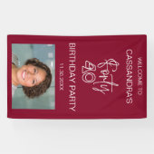 Eenvoudige moderne Bourgogne Foto 40e verjaardag W Spandoek (Horizontaal)