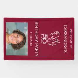 Eenvoudige moderne Bourgogne Foto 50e verjaardag W Spandoek