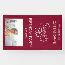 Eenvoudige moderne Bourgogne Foto 70e verjaardag W Spandoek