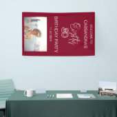 Eenvoudige moderne Bourgogne Foto 80e verjaardag W Spandoek (Beurs)