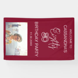 Eenvoudige moderne Bourgogne Foto 80e verjaardag W Spandoek