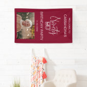 Eenvoudige moderne Bourgogne Foto 90e verjaardag W Spandoek (Insitu)