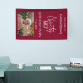 Eenvoudige moderne Bourgogne Foto 90e verjaardag W Spandoek (Beurs)