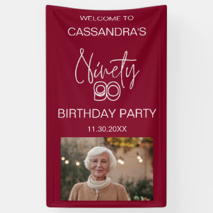 Eenvoudige moderne Bourgogne Foto 90e verjaardag W Spandoek