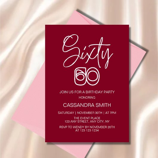 Eenvoudige moderne Bourgogne typografie 60e verjaa Kaart