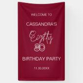 Eenvoudige moderne Bourgogne typografie 80e verjaa Spandoek (Verticaal)