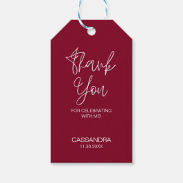 Eenvoudige moderne Bourgogne typografie Dank u Cadeaulabel