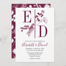 Eenvoudige moderne Bourgondische Initialen bruilof