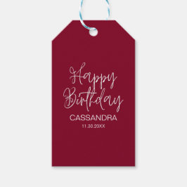 Eenvoudige moderne Bourgondische typografie Verjaa Cadeaulabel