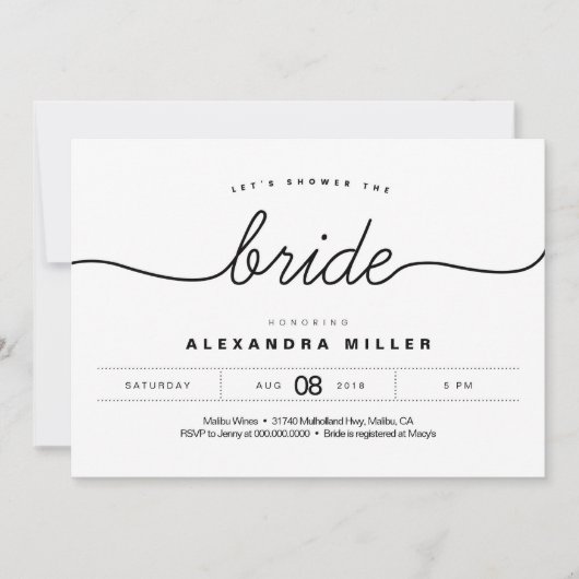 Eenvoudige moderne Bridal Shower-uitnodiging Kaart (Voorkant)