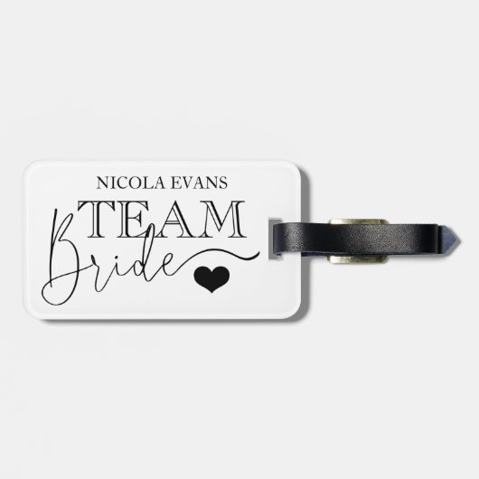 Eenvoudige moderne bride bruiloft van team bagagelabel (Achterkant horizontaal)