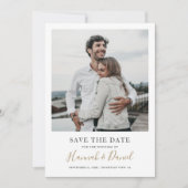 Eenvoudige, moderne bruidfoto van elegant sparen d save the date (Voorkant)