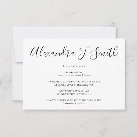 Eenvoudige moderne bruids douche uitnodigingen (Voorkant)