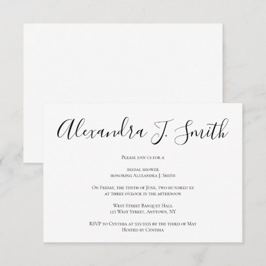 Eenvoudige moderne bruids douche uitnodigingen (Voorkant / Achterkant)