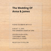 Eenvoudige moderne bruiloft acryl uitnodiging (Voorkant)