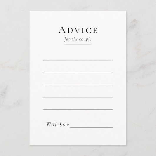 Eenvoudige moderne bruiloft advies Kaart (Voorkant)