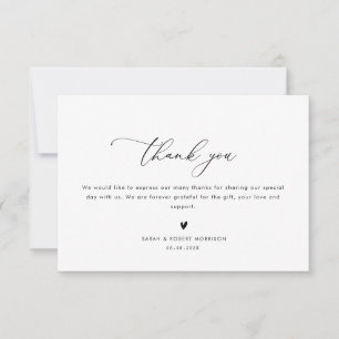 Eenvoudige moderne bruiloft bedankkaart