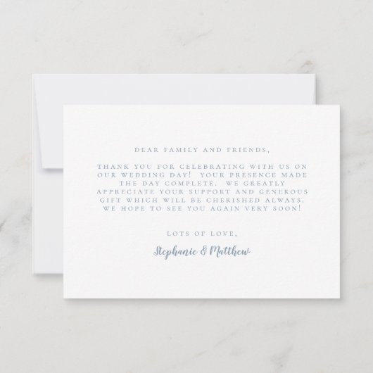 Eenvoudige moderne bruiloft bericht bedankkaart (Achterkant)