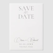 Eenvoudige moderne bruiloft Bewaar de datum Clear Vellum Uitnodigingen (Voorkant)