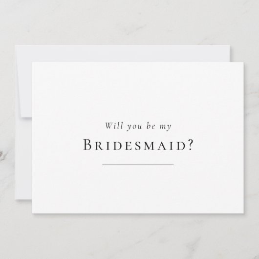Eenvoudige moderne bruiloft bruidsmeisje voorstel  kaart (Voorkant)