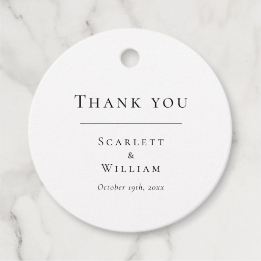 Eenvoudige moderne bruiloft dank u bedankjes labels (Voorkant)