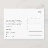 Eenvoudige moderne bruiloft dank u Briefkaart (Achterkant)