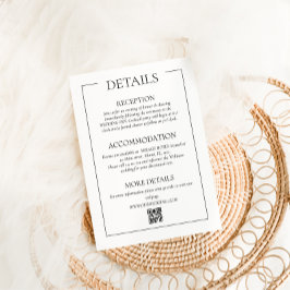 Eenvoudige moderne bruiloft details informatiekaartje