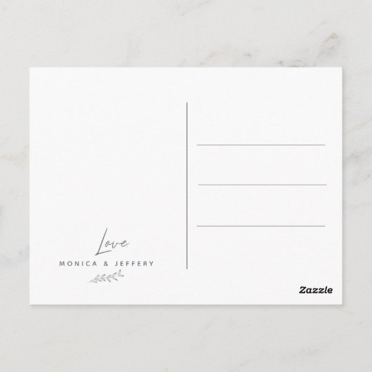 Eenvoudige moderne bruiloft Foto Dank u Briefkaart (Achterkant)