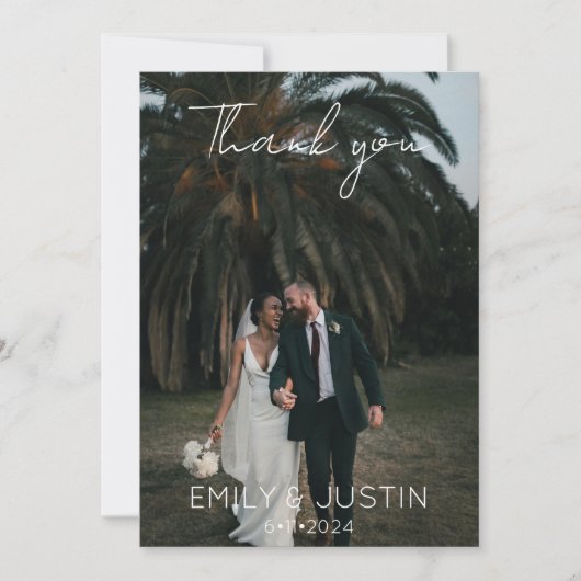 Eenvoudige moderne bruiloft foto Hartelijk dank Bedankkaart (Voorkant)