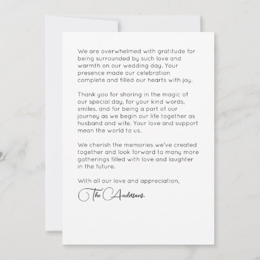 Eenvoudige moderne bruiloft foto Hartelijk dank Bedankkaart (Achterkant)