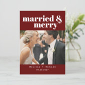 Eenvoudige moderne bruiloft foto Rood Bedankkaart (Staand voorkant)