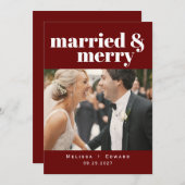 Eenvoudige moderne bruiloft foto Rood Bedankkaart (Voorkant / Achterkant)