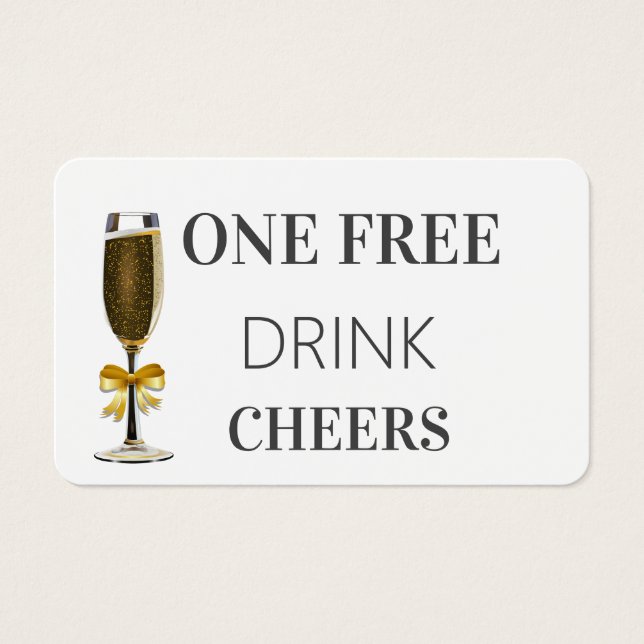 Eenvoudige moderne bruiloft gratis Drink ticket vo Visitekaartje (Voorkant)