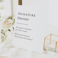 Eenvoudige moderne bruiloft handtekening Drinken t
