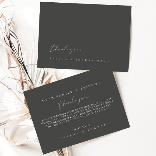 Eenvoudige moderne bruiloft - Hartelijk dank Bedankkaart
