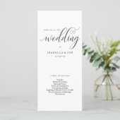 Eenvoudige moderne bruiloft massa / ceremonie prog programmakaart (Staand voorkant)