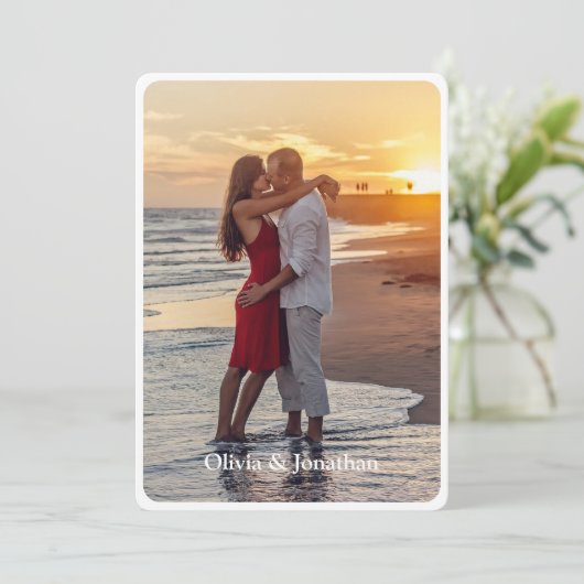 Eenvoudige moderne bruiloft met aangepaste foto kaart (Staand voorkant)