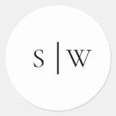 Eenvoudige moderne bruiloft monogram envelop afdic ronde sticker (Voorkant)