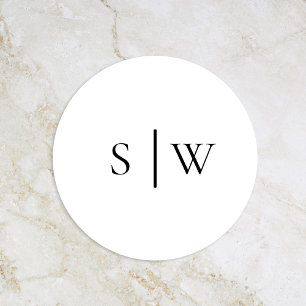 Eenvoudige moderne bruiloft monogram envelop afdic ronde sticker