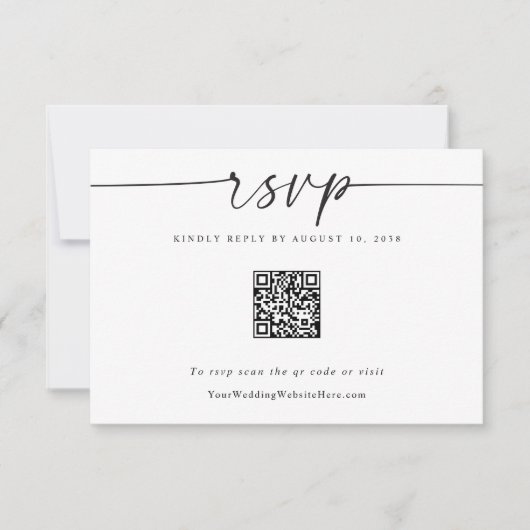 Eenvoudige moderne bruiloft QR Code Hart RSVP-kaar RSVP Kaartje (Voorkant)