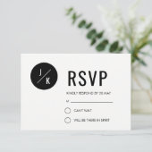 Eenvoudige moderne bruiloft RSVP-kaart - zwarte ci RSVP Kaartje (Staand voorkant)