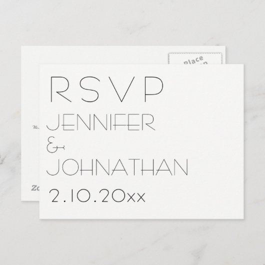 Eenvoudige moderne bruiloft RSVP kaarten (Voorkant / Achterkant)